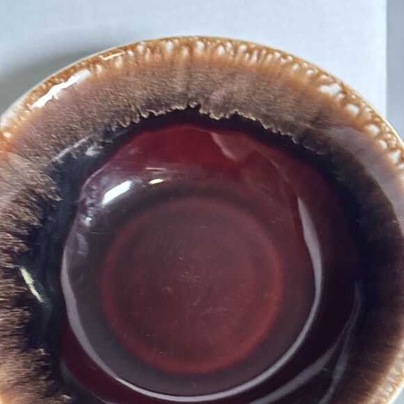 Vintage Art Pottery Brown Drip Glazed Round Vegetable/Serving Bowl 8.25”x2.5” - Picture 7 of 7